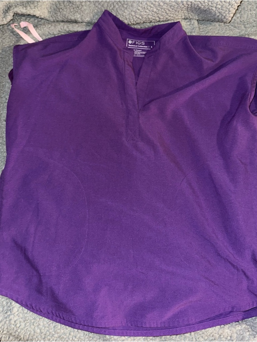 Figs Purple Scrub Set with Light Pink Drawstrings